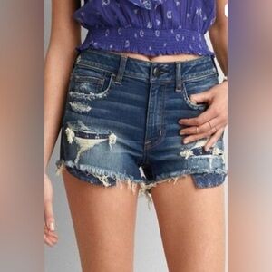 American Eagle Distressed Denim Blue Shorts